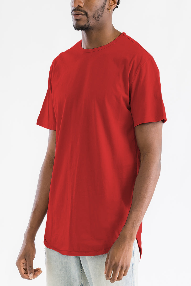 Red Classic Rounded Scallop Tee Shirt