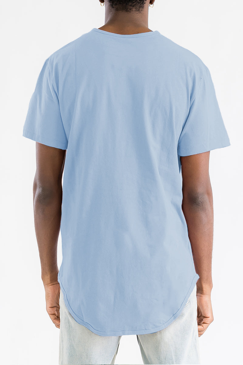 Heather Blue Classic Rounded Scallop Tee