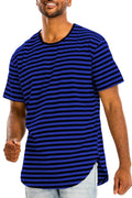 Royal Blue Scallop Round Extended Striped Tshirt