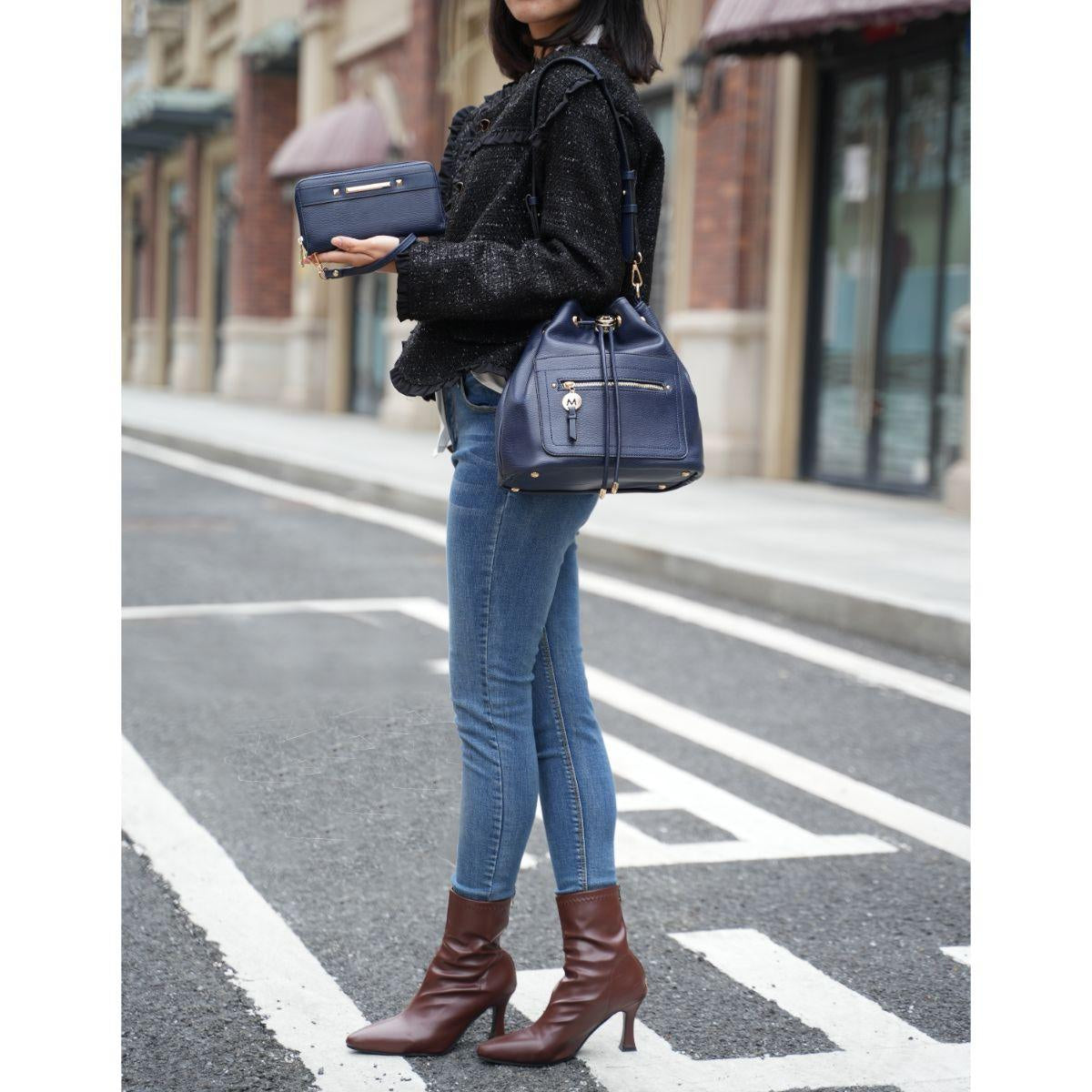 Wallets, Handbags & Accessories Larissa Vegan Leather Women’s Bucket Bag with Wallet