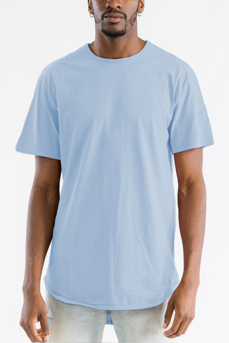Heather Blue Classic Rounded Scallop Tee
