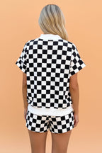 Checker Colorblock Mock Neck Top & Short Set