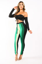 Casual Leggings And Matching Off Shoulder Top Outfit Set HUNTER
