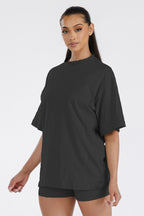 Womens Boyfriend Black Oversized Drop Shoulder Tee
