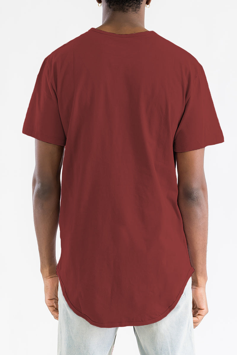 Burgundy Classic Rounded Scallop Tee Shirt