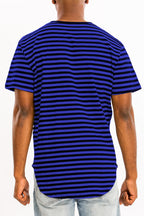 Royal Blue Scallop Round Extended Striped Tshirt