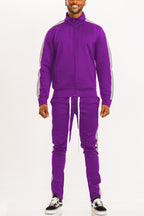 Single Stripe Zip Up Track Jacket and Track Pant Matching Set SET123