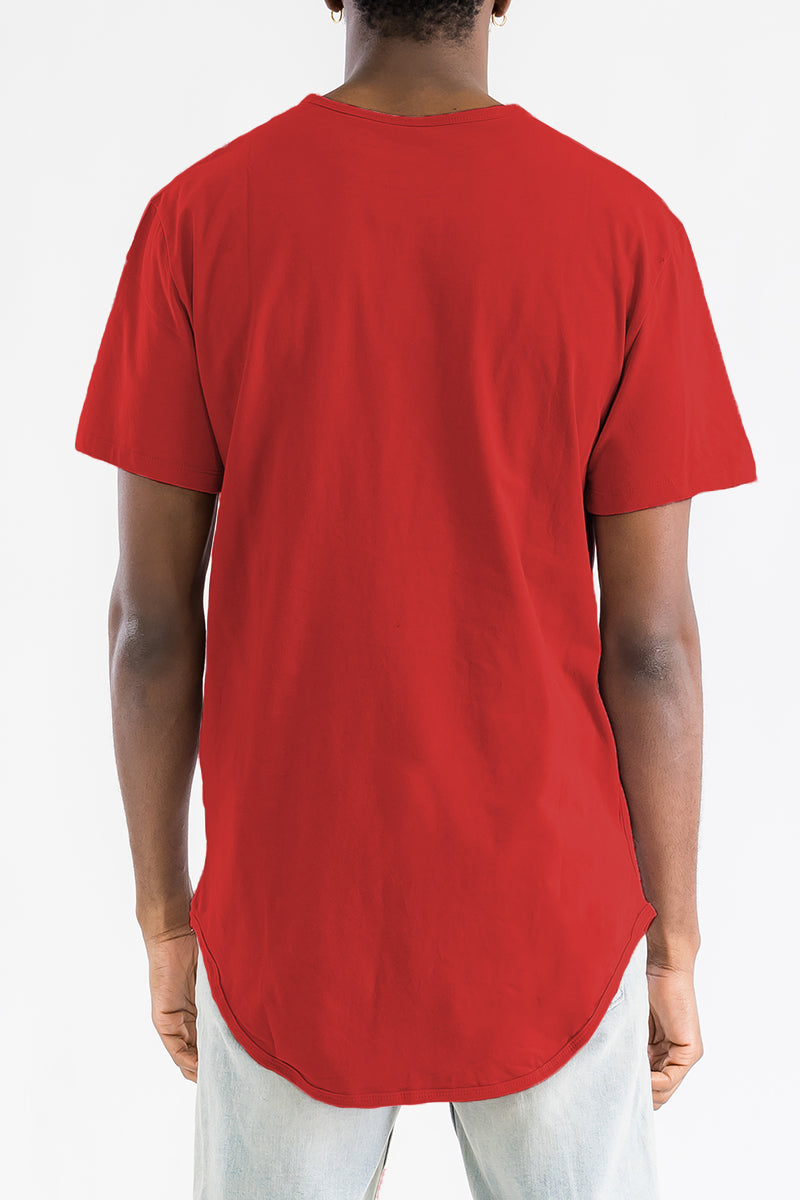 Red Classic Rounded Scallop Tee Shirt