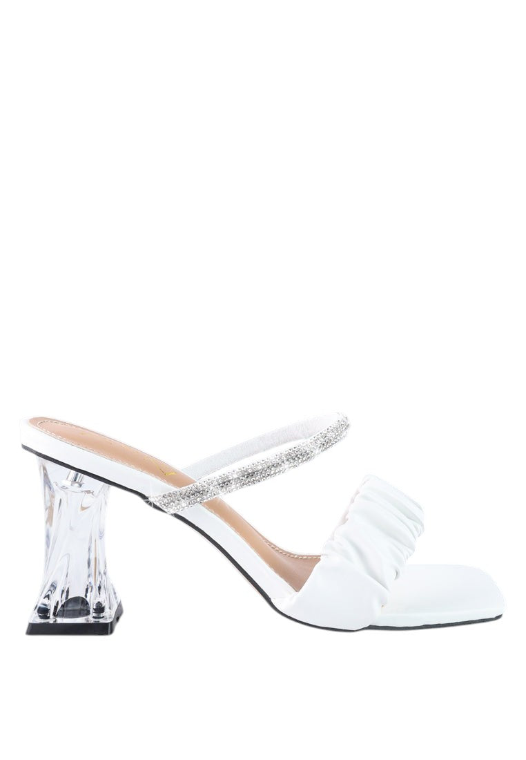 Date Look Clear Heel Rhinestone Sandals