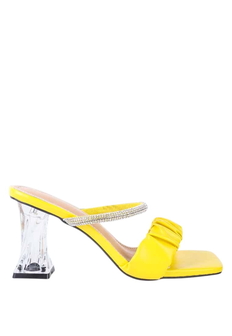 Date Look Clear Heel Rhinestone Sandals