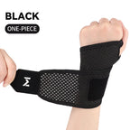 Black breathable wrist support for sports, ideal for injury prevention