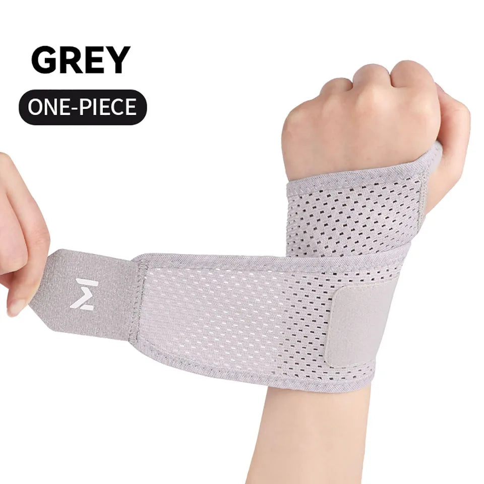 Grey breathable wrist support for sports, one-piece design