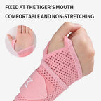 Pink breathable wrist support for sports, comfortable and adjustable fit