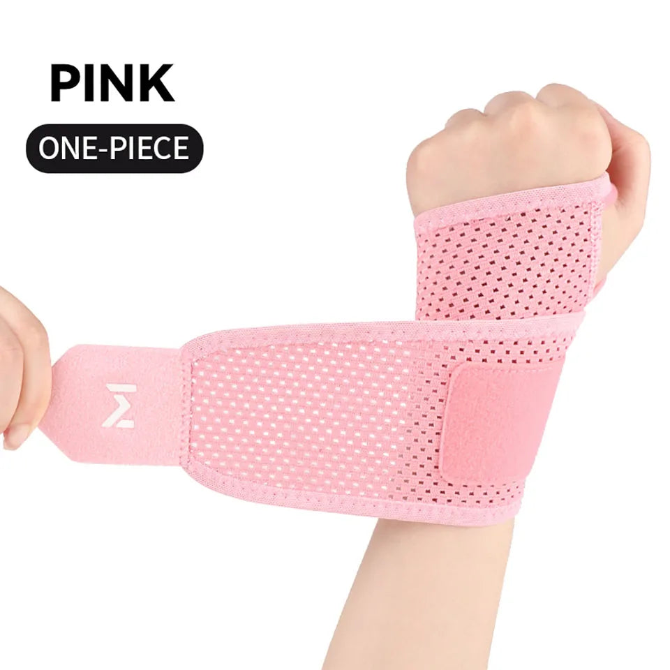 Pink breathable wrist support for sports, ensuring comfort and flexibility