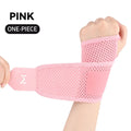 Pink breathable wrist support for sports, ensuring comfort and flexibility