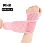 Pink breathable wrist support for sports, ensuring comfort and flexibility