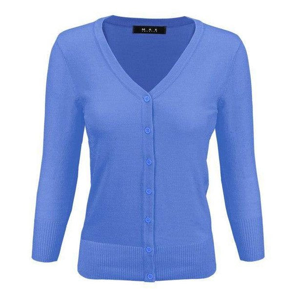 V-Neck Button Down Knit Cardigan Sweater - VacationGrabs