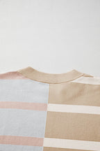 Khaki Stripe Colorblock Oversized Sweater - VacationGrabs