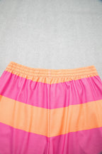Stripe Half Zip Tee & Elastic Shorts Set
