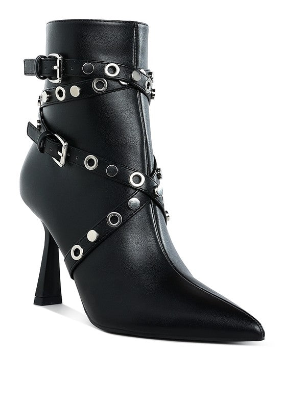 Women's Shoes - BootsJaunts Eyelets & Studs Harness Ankle Boots - VacationGrabs