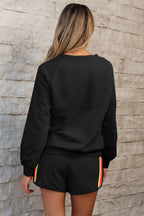 Colorblock Stripe Pullover and Shorts Set