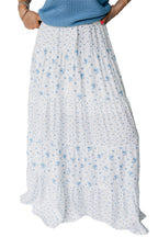 Floral Patchwork High Waist Tiered Maxi Skirt