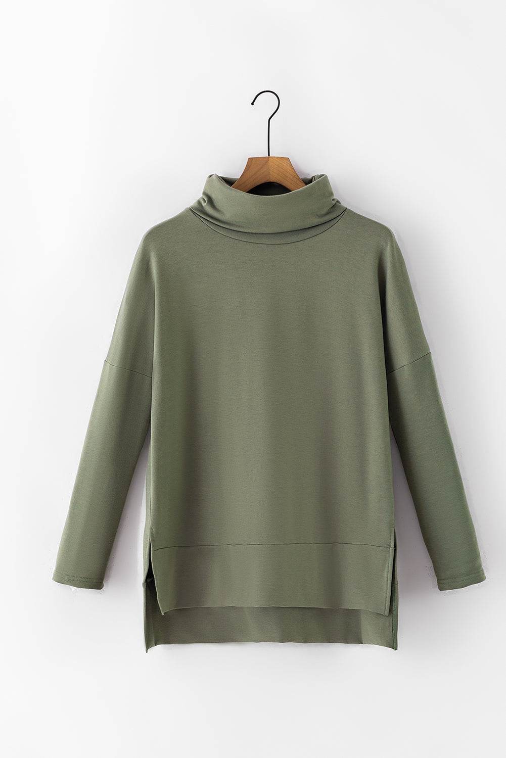 Jungle Green Cowl Neck Shift Tunic Top - VacationGrabs