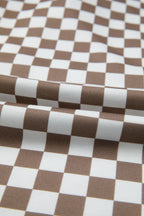 Checker Long Sleeve Top and Drawstring Mini Skirt Set
