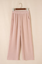Solid Corded T-Shirt and Pants Set