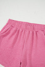 Solid Textured T-Shirt and Shorts Set