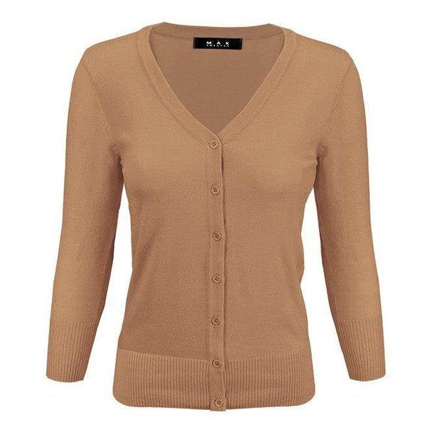 V-Neck Button Down Knit Cardigan Sweater - VacationGrabs