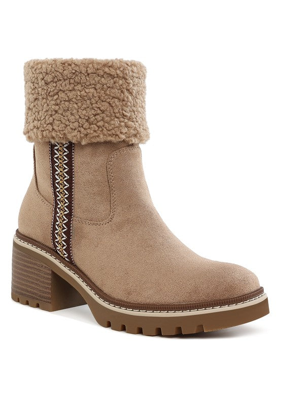 Women's Shoes - BootsWoolly Faux Fur & Embroidery Detail Boots - VacationGrabs