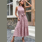 Floral Tie-Waist Tiered Dress - VacationGrabs