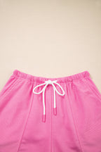 Solid V-Neck Tee and Drawstring Shorts Set