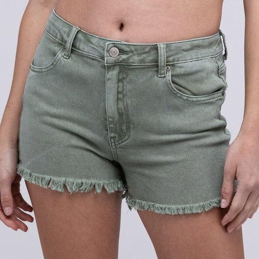 Women's Shorts Acid Washed Frayed Cutoff Hem Shorts