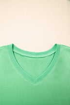 Solid V-Neck Tee and Drawstring Shorts Set