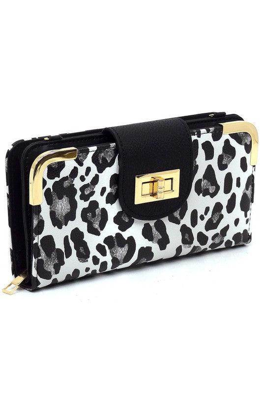 Fashion Turn Lock Crossbody Wallet - VacationGrabs