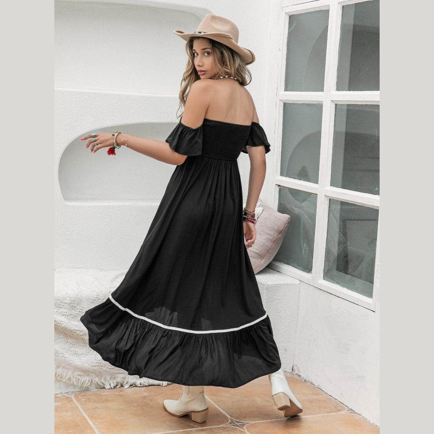 High-Low Off-Shoulder Dress - VacationGrabs