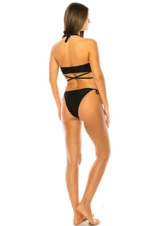 Women's Swimwear Swimwear - Rib Criss Cross Halter Bikini