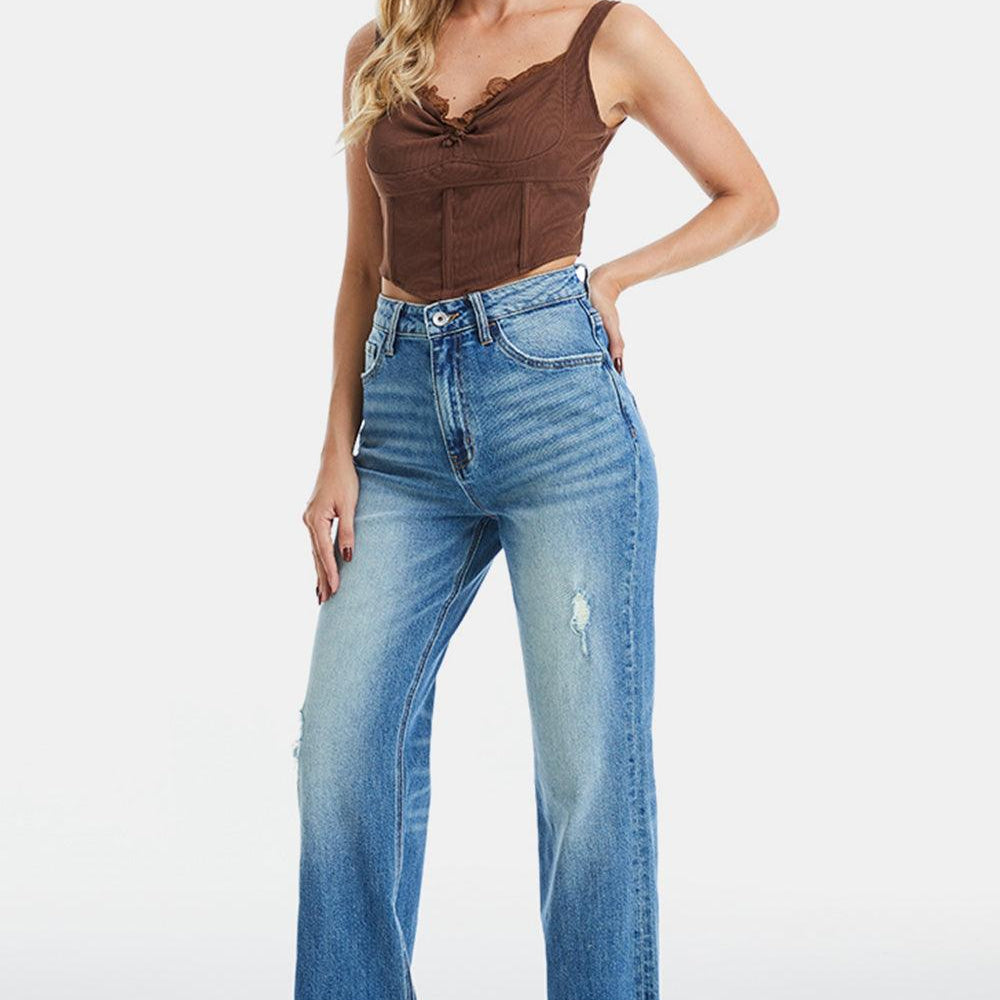 Women's Jeans BAYEAS Full Size Ultra High-Waist Gradient Bootcut Jeans