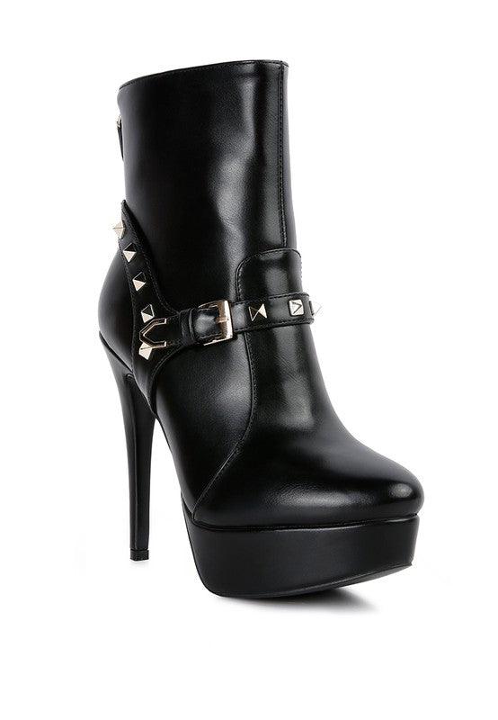 Women's Shoes - Boots Dejang Metal Stud Faux Leather Ankle Boot