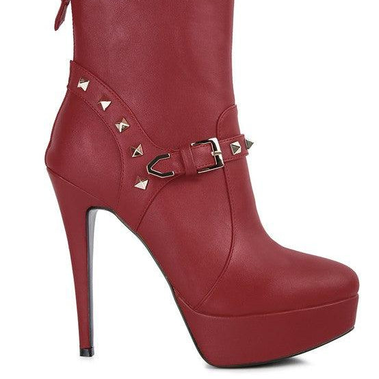 Women's Shoes - Boots Dejang Metal Stud Faux Leather Ankle Boot