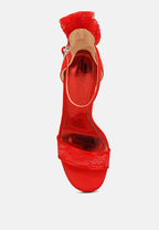 Delancy Bow Detail Lace Stiletto Sandals