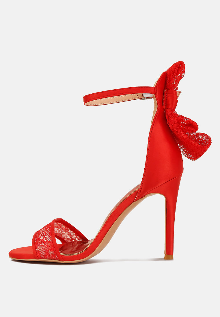 Delancy Bow Detail Lace Stiletto Sandals