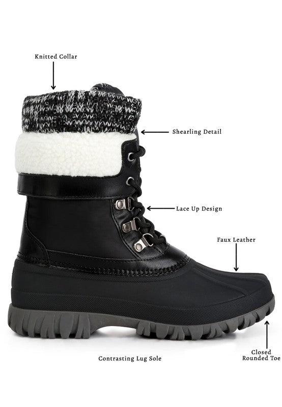 Women's Shoes - Boots Delphine Knitted Collar Lace Up Boots