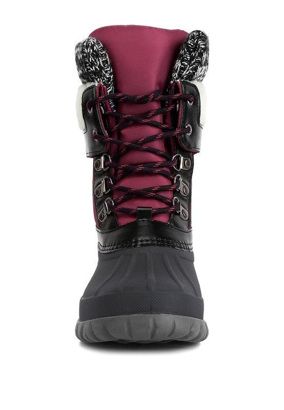 Women's Shoes - Boots Delphine Knitted Collar Lace Up Boots