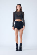 Women's black denim high rise shorts for casual summer wear
