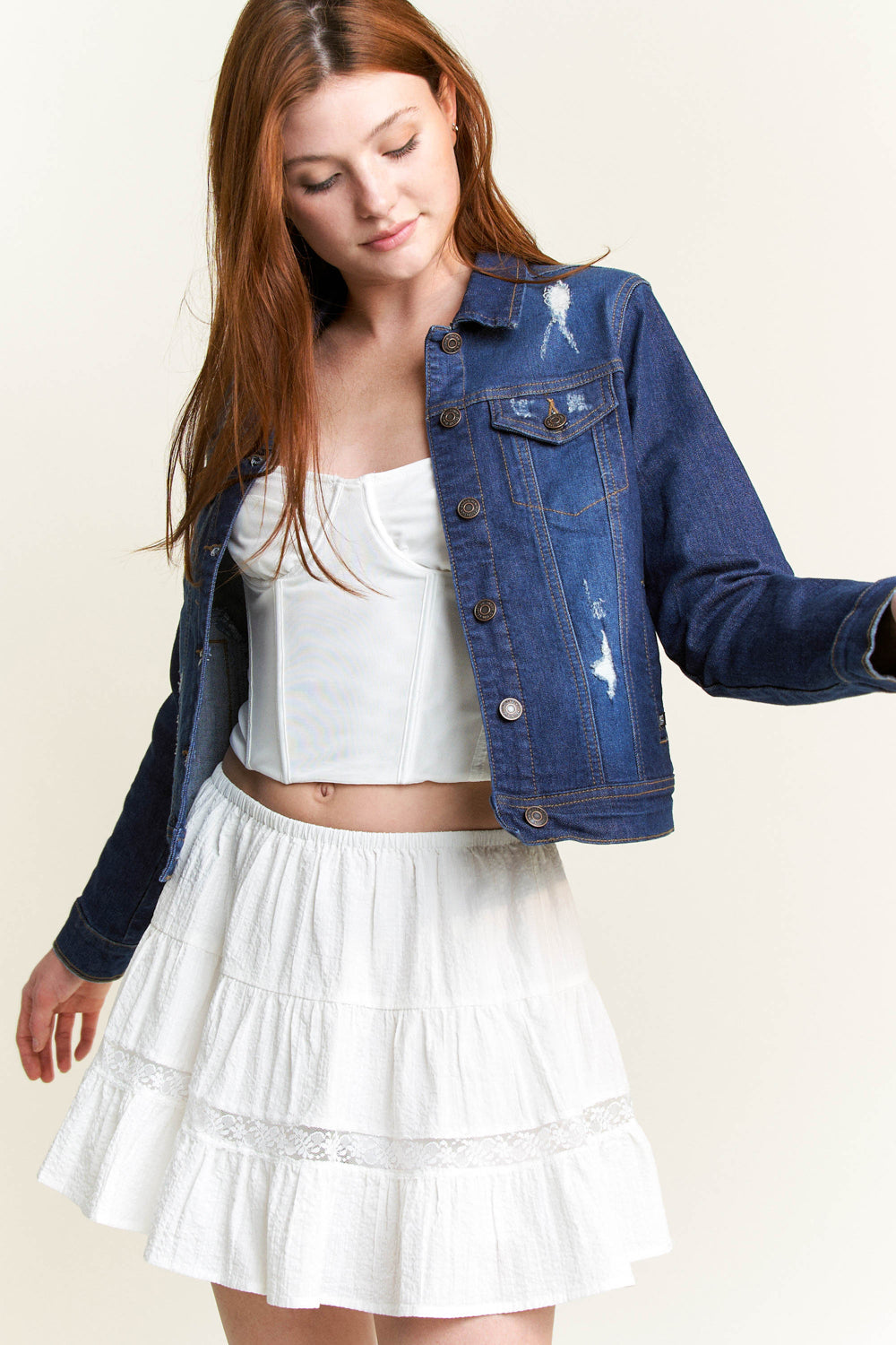 Women's denim jacket by Shop ENJEAN, stylish and versatile for casual outings