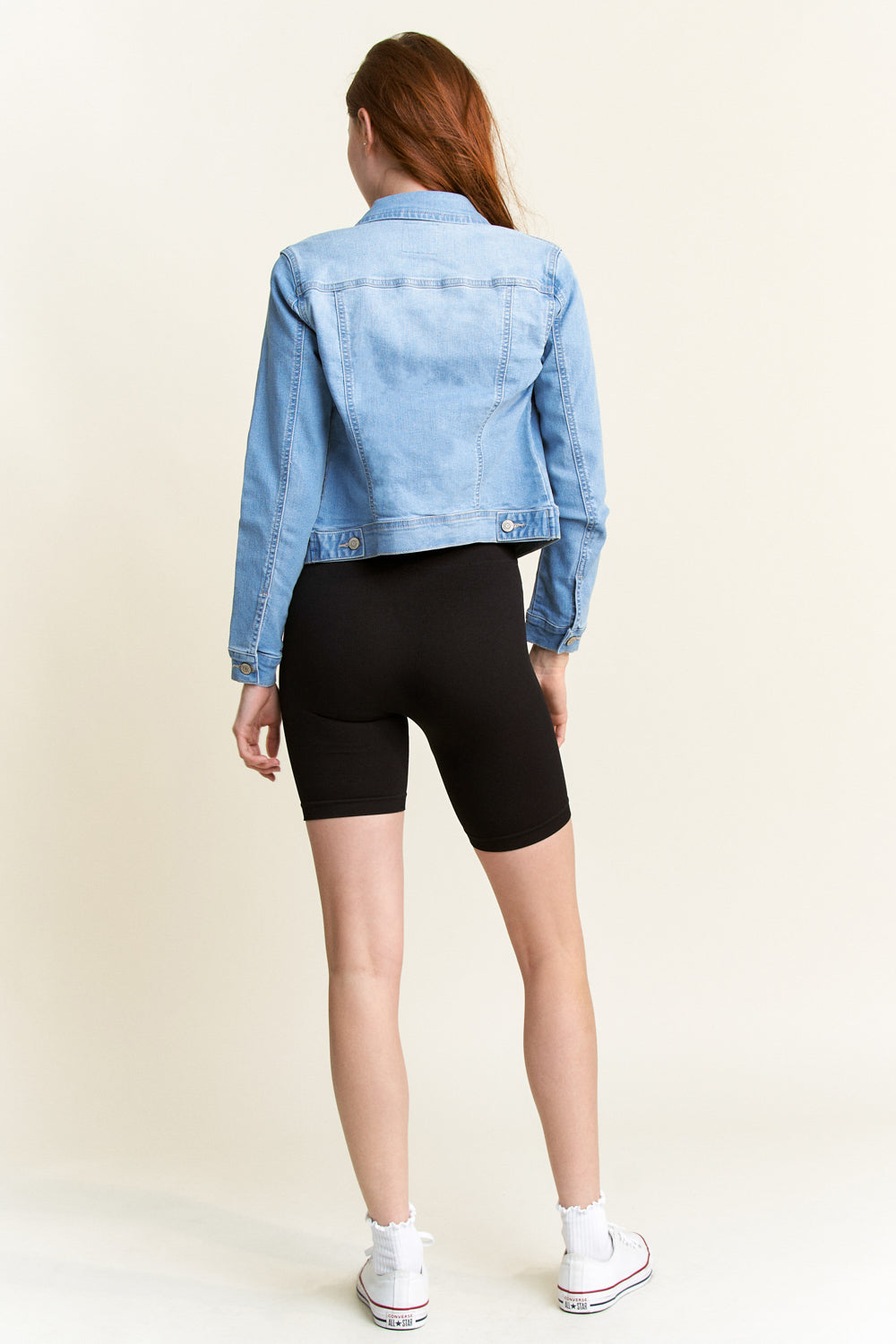 Women's blue denim jacket for casual everyday wear