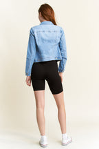 Women's blue denim jacket for casual everyday wear